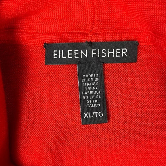 Eileen Fisher Sweater Women's XL Red Asymmetrical Merino Wool Drapey Cowl Casual - Picture 11 of 14